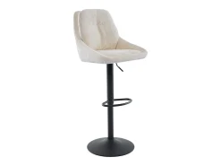 Set de 2 taburetes de bar de tela texturizada y metal - Altura ajustable - Crema - LARANZA