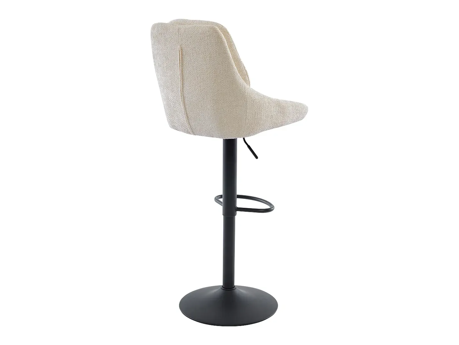 Set de 2 taburetes de bar de tela texturizada y metal - Altura ajustable - Crema - LARANZA