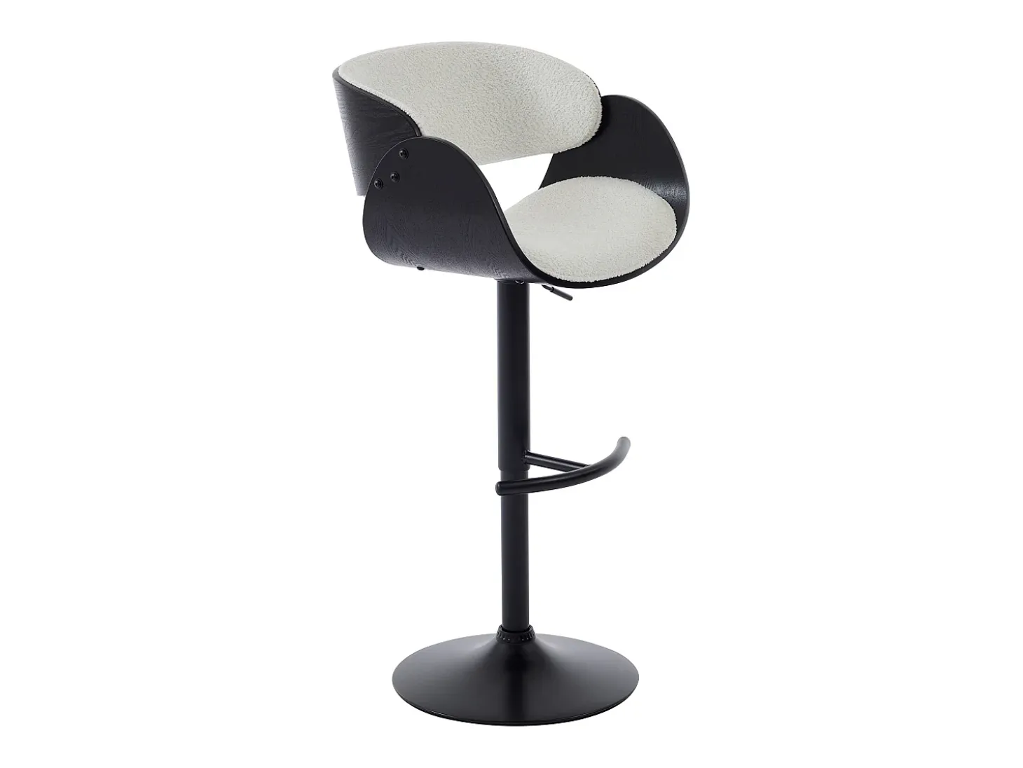 Set de 2 taburetes de bar de Respaldo - Altura Ajustable - Blanco y Negro - JELSA