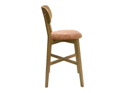 Set de 2 taburetes de cocina de madera de roble claro y tela efecto aterciopelado terracota 65 cm LUCIA