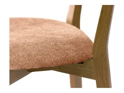 Set de 2 taburetes de cocina de madera de roble claro y tela efecto aterciopelado terracota 65 cm LUCIA