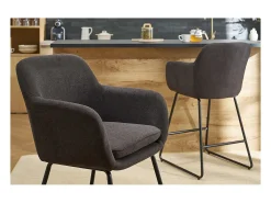 Set de 2 taburetes de cocina efecto aterciopelado gris oscuro 65 cm de altura AMIKA