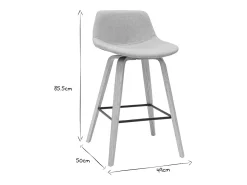 Set de 2 taburetes de cocina nórdicos gris claro y madera 65 cm NONIE