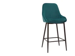Set de 2 taburetes de cocina de terciopelo azul petróleo y metal negro 65 cm de altura HOLO