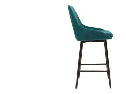 Set de 2 taburetes de cocina de terciopelo azul petróleo y metal negro 65 cm de altura HOLO