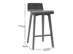 Set de 2 taburetes de cocina nórdicos madera clara 65 cm BALTIK