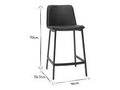 Set de 2 taburetes de cocina de diseño negro 66 cm altura ARSENE