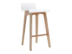 Set de 2 taburetes de cocina nórdicos madera clara y blanco 65 cm BALTIK