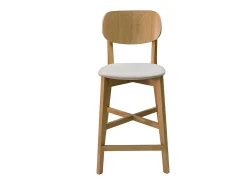 Set de 2 taburetes de cocina de madera de roble clara y tejido beige 65 cm LUCIA