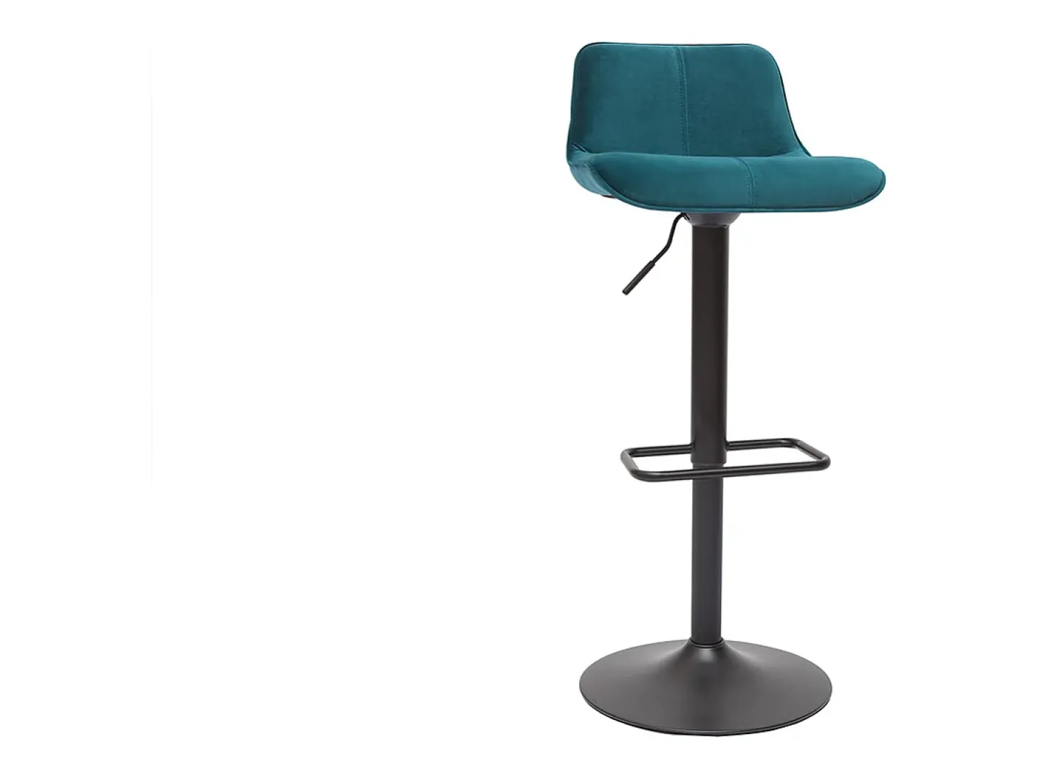 Set de 2 taburetes de cocina ajustables 360º de terciopelo azul petróleo y metal negro BOOST