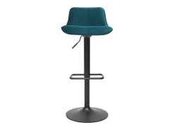 Set de 2 taburetes de cocina ajustables 360º de terciopelo azul petróleo y metal negro BOOST