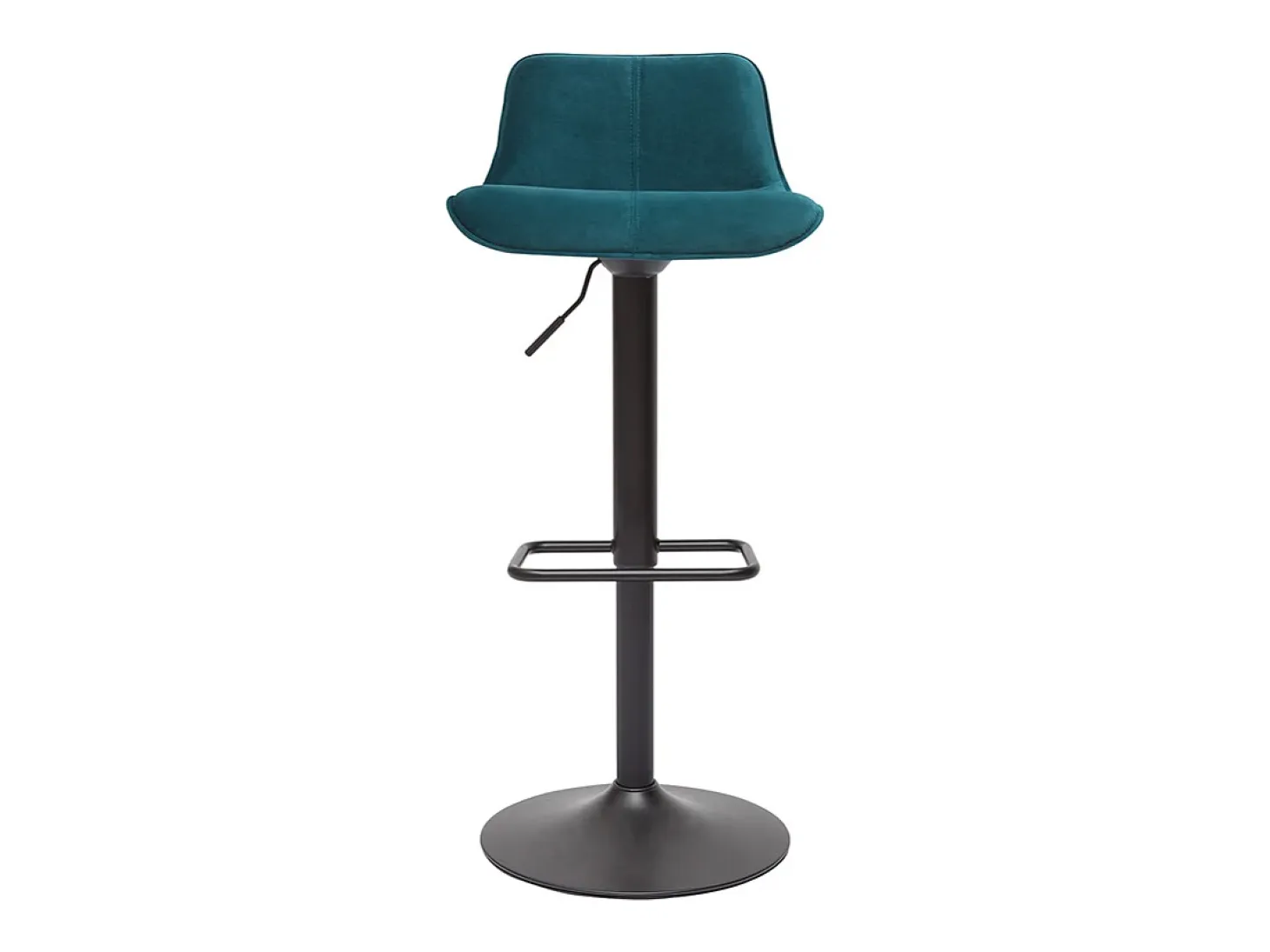 Set de 2 taburetes de cocina ajustables 360º de terciopelo azul petróleo y metal negro BOOST