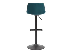 Set de 2 taburetes de cocina ajustables 360º de terciopelo azul petróleo y metal negro BOOST