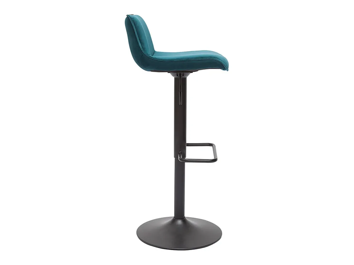 Set de 2 taburetes de cocina ajustables 360º de terciopelo azul petróleo y metal negro BOOST