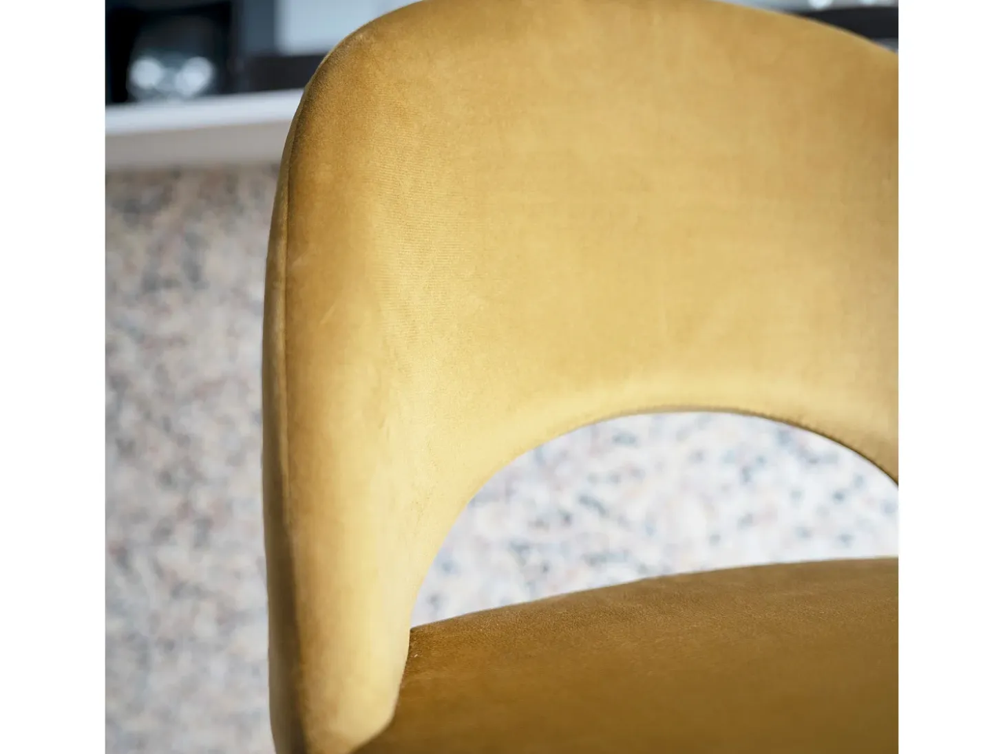 Set de 2 taburetes para isla de cocina en terciopelo amarillo 65 cm - Pénélope