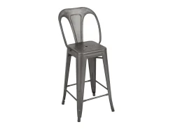 Set de 2 taburetes para isla de cocina en metal gris acero 67 cm - Indus