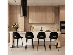 Set de 2 taburetes para isla de cocina en terciopelo negro 65 cm - Pénélope
