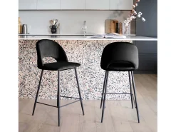 Set de 2 taburetes para isla de cocina en terciopelo negro 65 cm - Pénélope