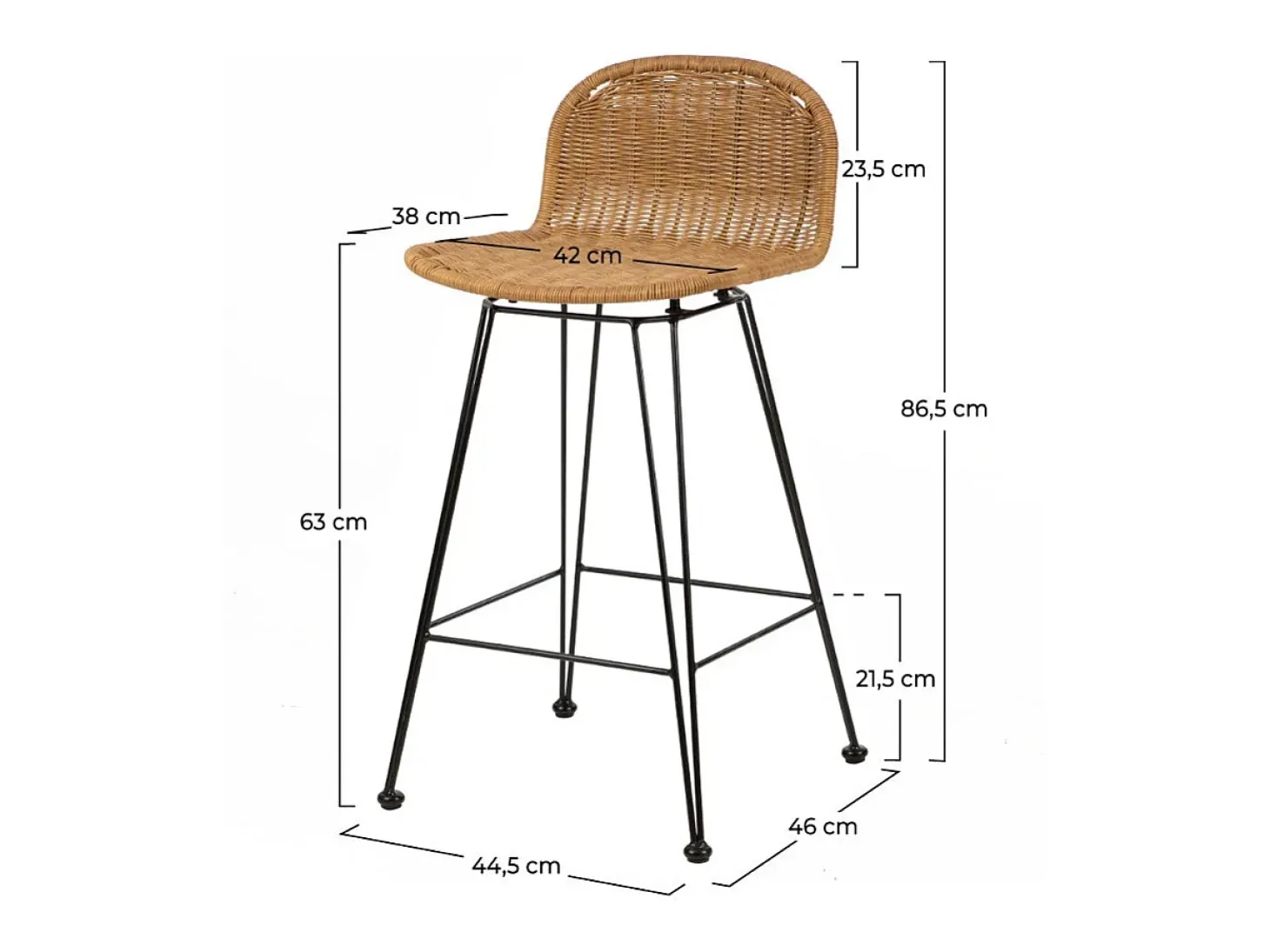 Set de 2 taburetes para isla de cocina en resina tejida marrón 63 cm - Jigani