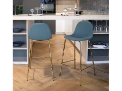 Set de 2 taburetes para isla de cocina en cuero sintético verde 65 cm - Henrik