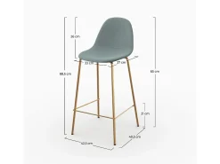 Set de 2 taburetes para isla de cocina en cuero sintético verde 65 cm - Henrik