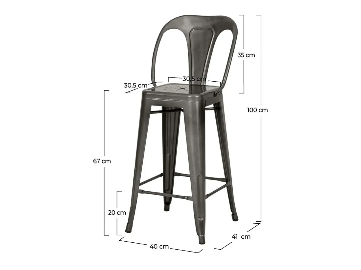 Set de 2 taburetes para isla de cocina en gris carbón 67 cm - Indus