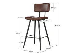 Set de 2 taburetes para isla de cocina de sintético marrón 66 cm - Texas