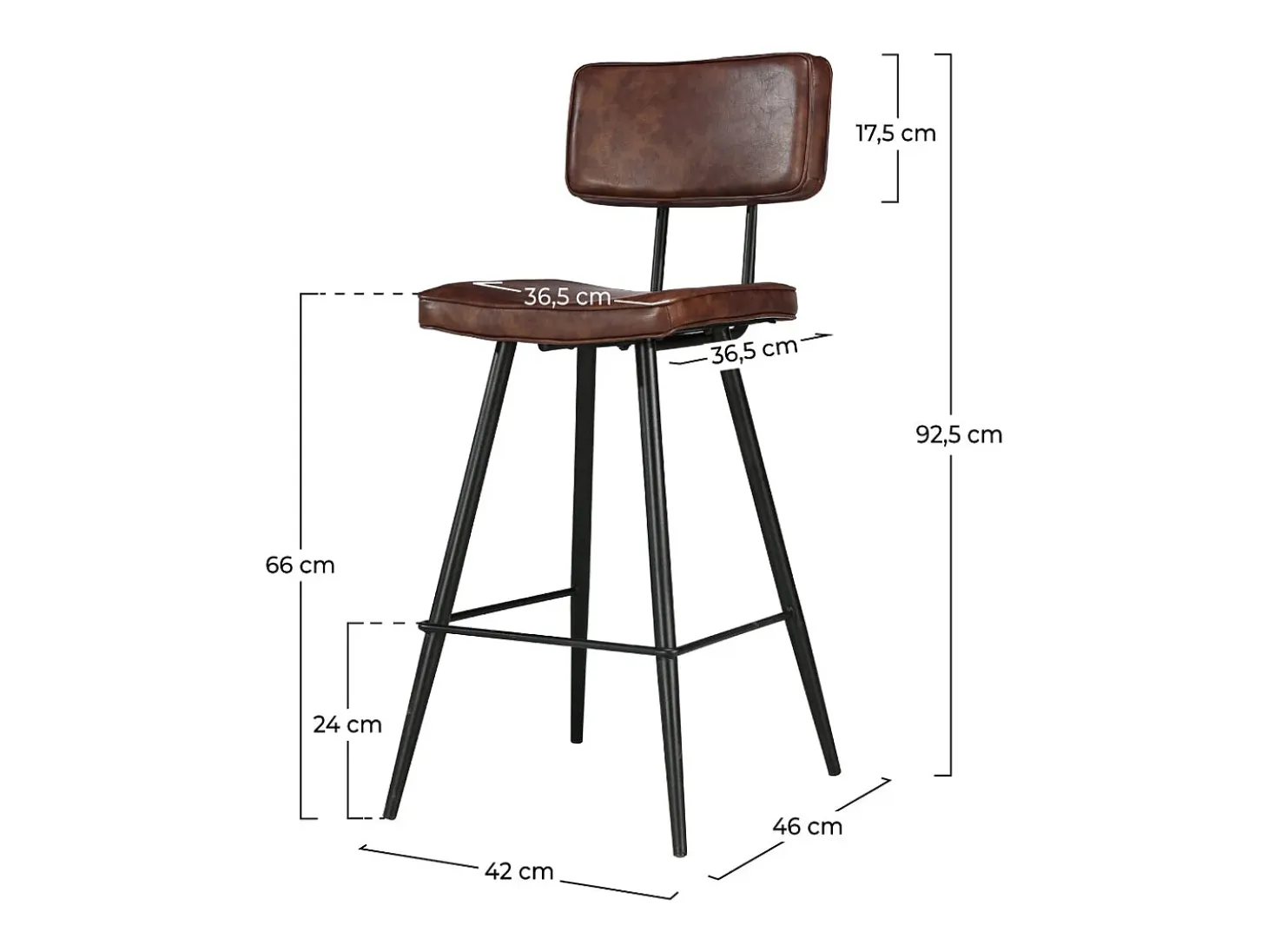 Set de 2 taburetes para isla de cocina de sintético marrón 66 cm - Texas
