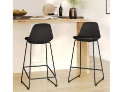 Set de 2 taburetes para isla de cocina negros 65 cm - Leni