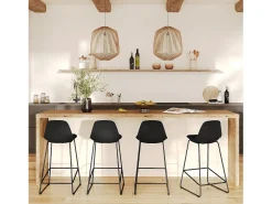 Set de 2 taburetes para isla de cocina negros 65 cm - Leni