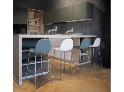 Set de 2 taburetes para isla de cocina en cuero sintético blanco 65 cm - Henrik