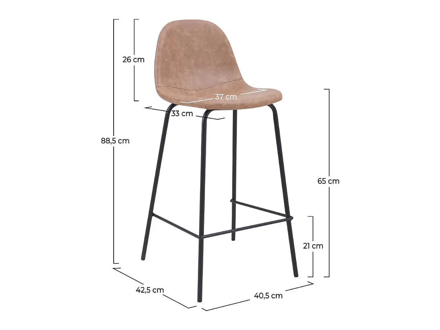 Set de 2 taburetes para isla de cocina marrón claro 65 cm - Henrik