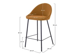 Set de 2 taburetes para isla de cocina en cuero sintético canela 65 cm - Misty
