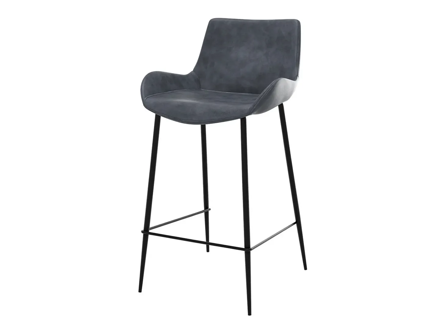 Set de 2 taburetes para isla de cocina en cuero sintético gris 65 cm - Pirata