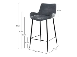 Set de 2 taburetes para isla de cocina en cuero sintético gris 65 cm - Pirata