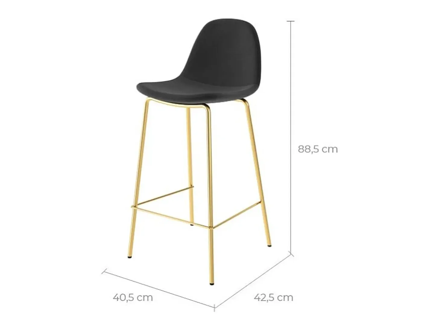 Set de 2 taburetes para isla de cocina en terciopelo negro 65 cm - Henrik
