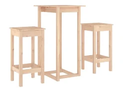 Set de bar 3 piezas madera maciza de pino