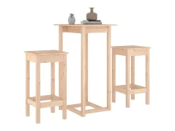 Set de bar 3 piezas madera maciza de pino