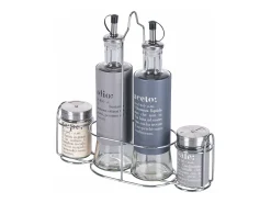 Set de condimentos para mesa aceite, sal, vinagre, especias y pimienta Victionary - Gris