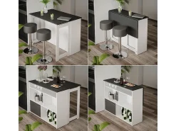 Set de mesa de bar antracita/blanco 116x37x90.5 dominic