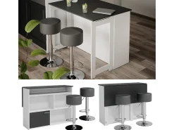 Set de mesa de bar antracita/blanco 116x37x90.5 dominic