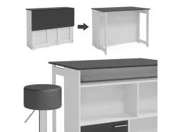 Set de mesa de bar antracita/blanco 116x37x90.5 dominic