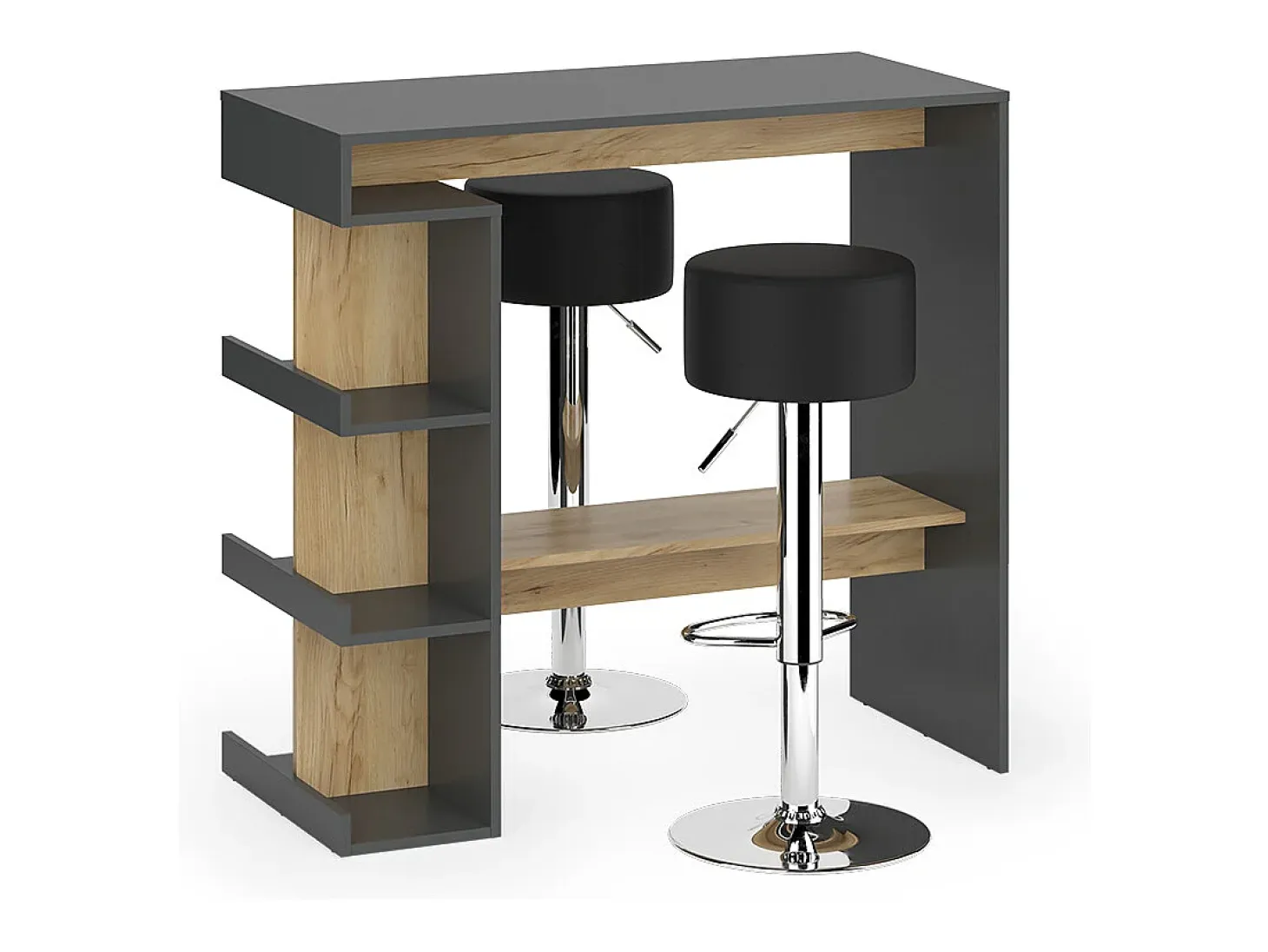 Set de mesa de bar antracita/roble dorado 108x50x103 dana