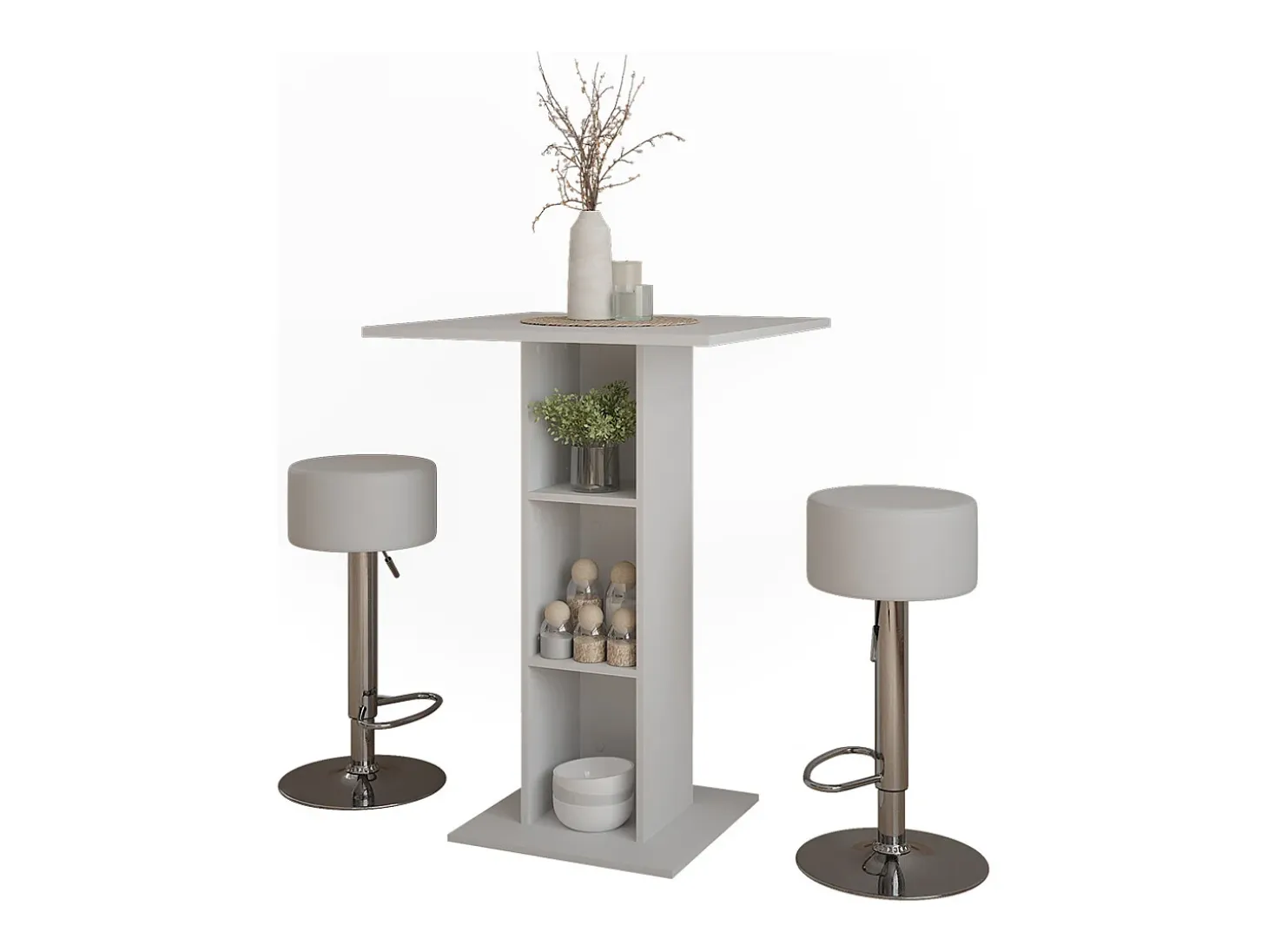 Set de mesa de bar blanco 75x75x106 repose