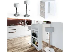 Set de mesa de bar blanco 57x80x106