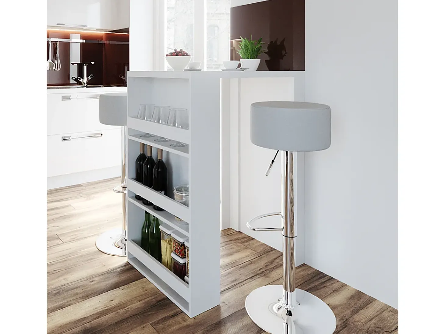 Set de mesa de bar blanco 57x80x106