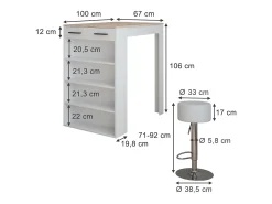 Set de mesa de bar blanco/sonoma 67x100x106 repose
