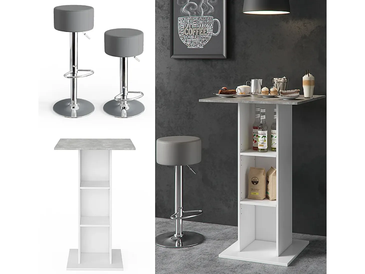 Set de mesa de bar hormigón 70x70x109 rodeo