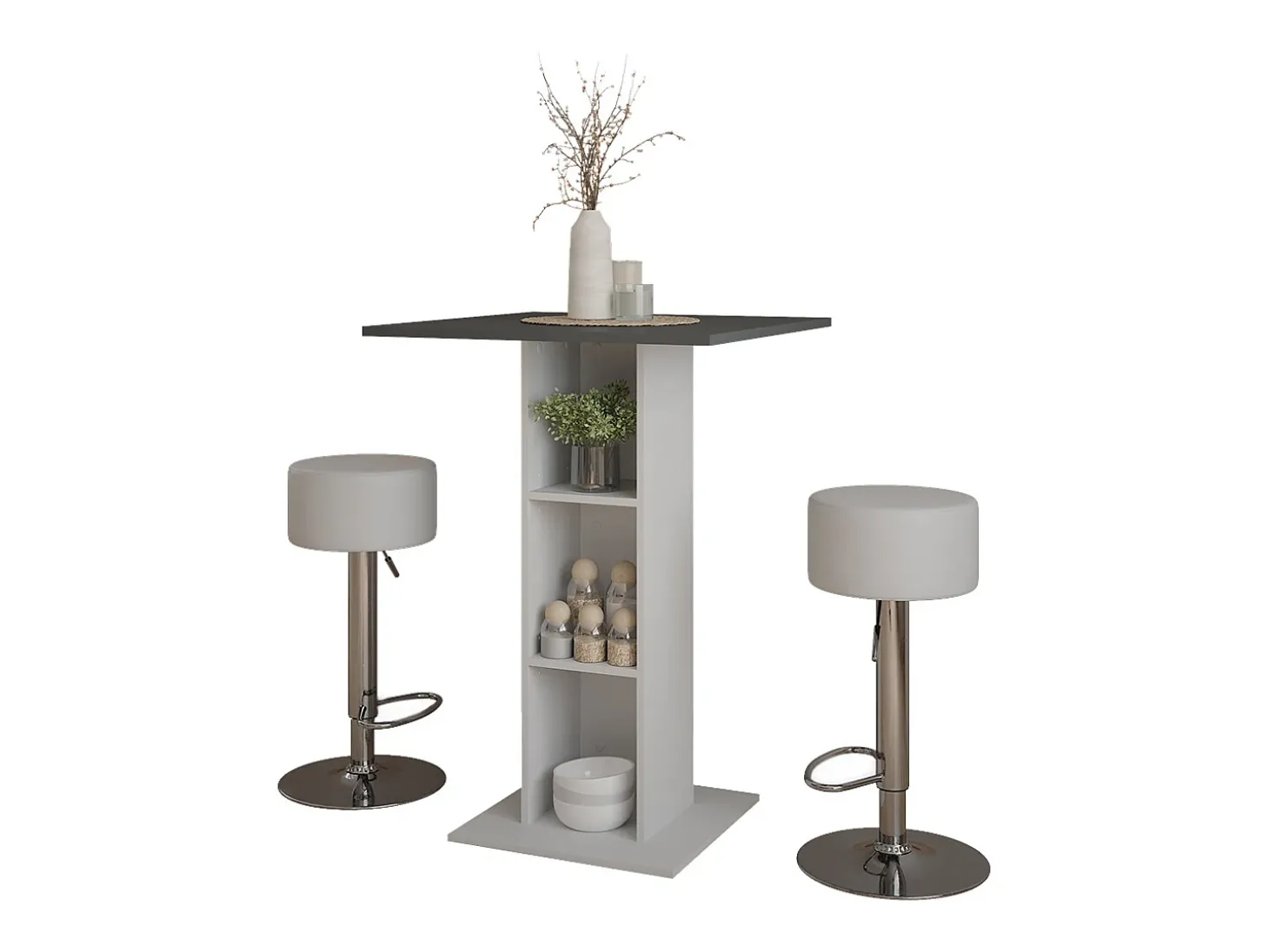 Set de mesa de bar hormigón/blanco 75x75x106 repose
