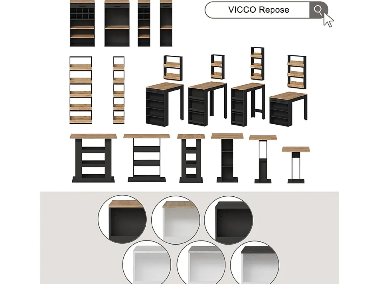 Set de mesa de bar hormigón/blanco 75x75x106 repose